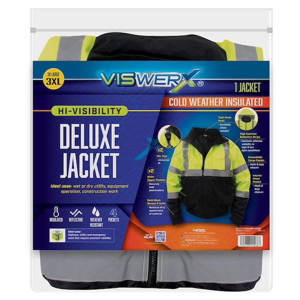 Viswerx Hi-Vis Deluxe Cold Weather Jacket - ANSI CL2 3XL 127-22066 - main